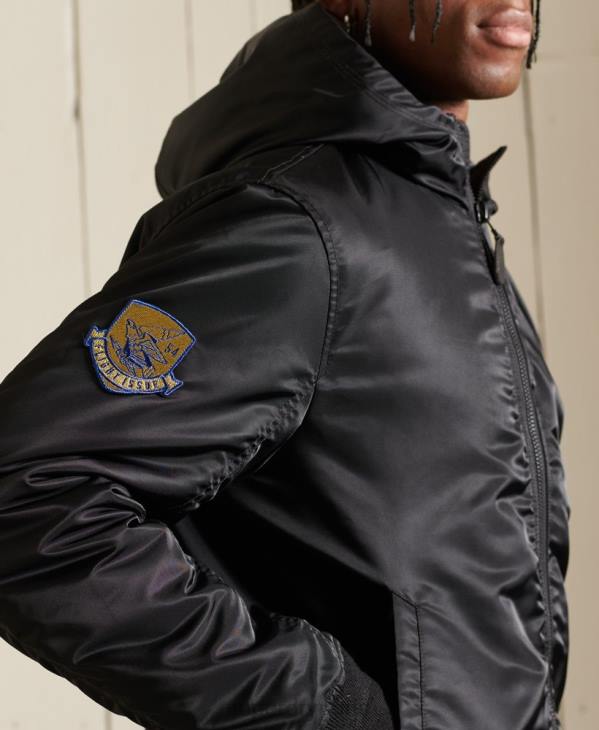 Superdry Hommes ma1 veste bomber à capuche D64Z4673 vêtements noir