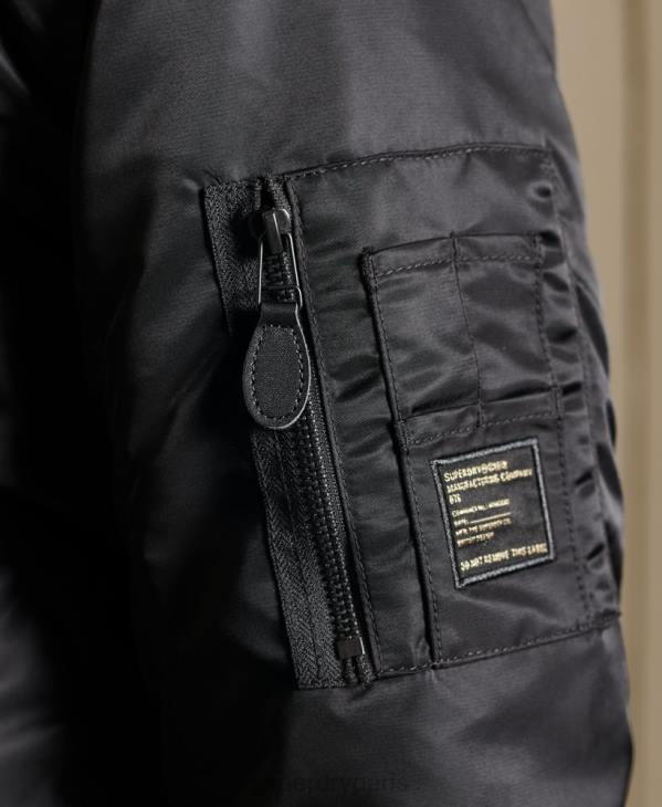 Superdry Hommes ma1 veste bomber à capuche D64Z4673 vêtements noir