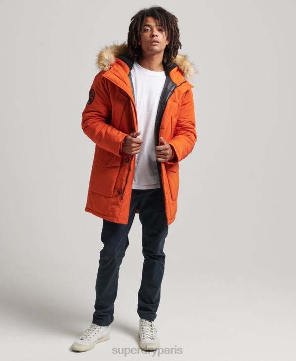 Superdry Hommes parka à capuche en fausse fourrure everest D64Z1004 vêtements orange