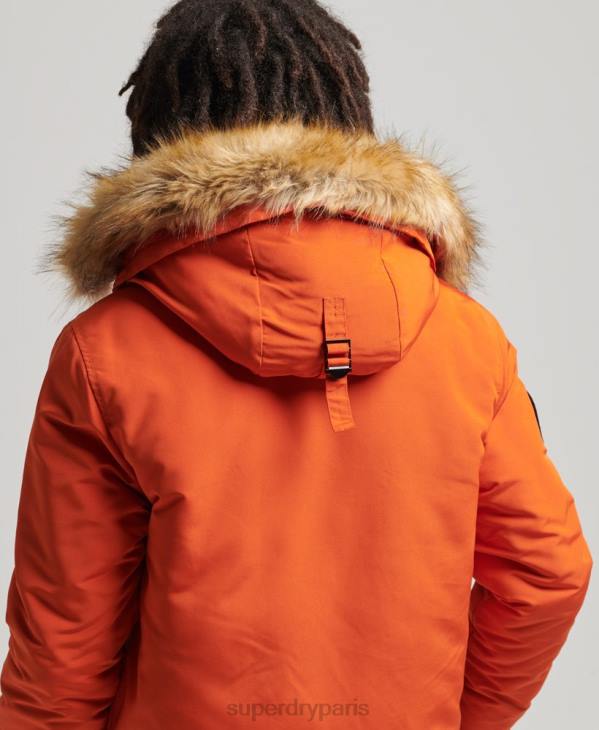 Superdry Hommes parka à capuche en fausse fourrure everest D64Z1004 vêtements orange