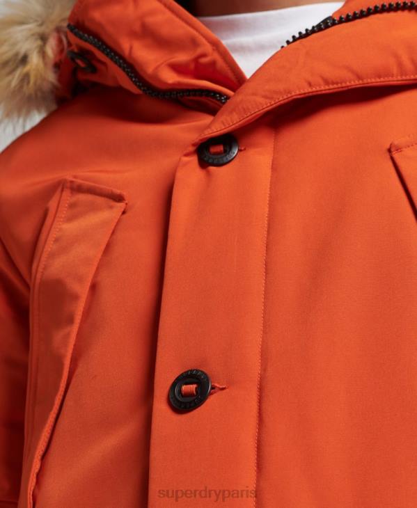 Superdry Hommes parka à capuche en fausse fourrure everest D64Z1004 vêtements orange