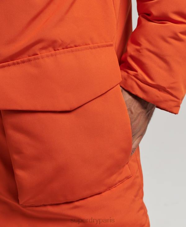Superdry Hommes parka à capuche en fausse fourrure everest D64Z1004 vêtements orange