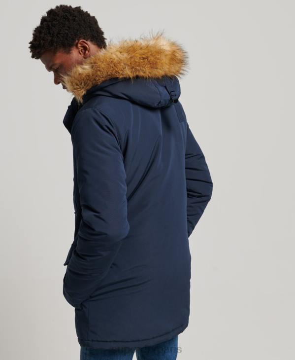 Superdry Hommes parka à capuche en fausse fourrure everest D64Z1005 vêtements marine