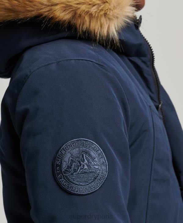 Superdry Hommes parka à capuche en fausse fourrure everest D64Z1005 vêtements marine