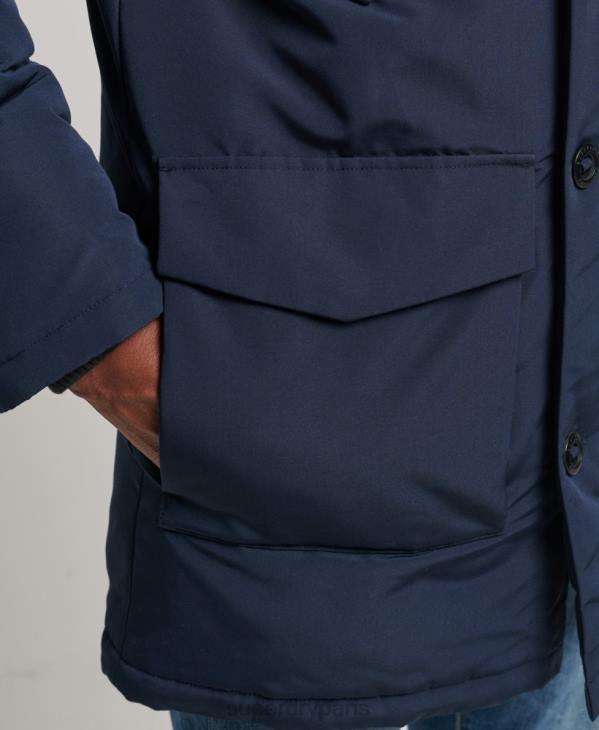 Superdry Hommes parka à capuche en fausse fourrure everest D64Z1005 vêtements marine