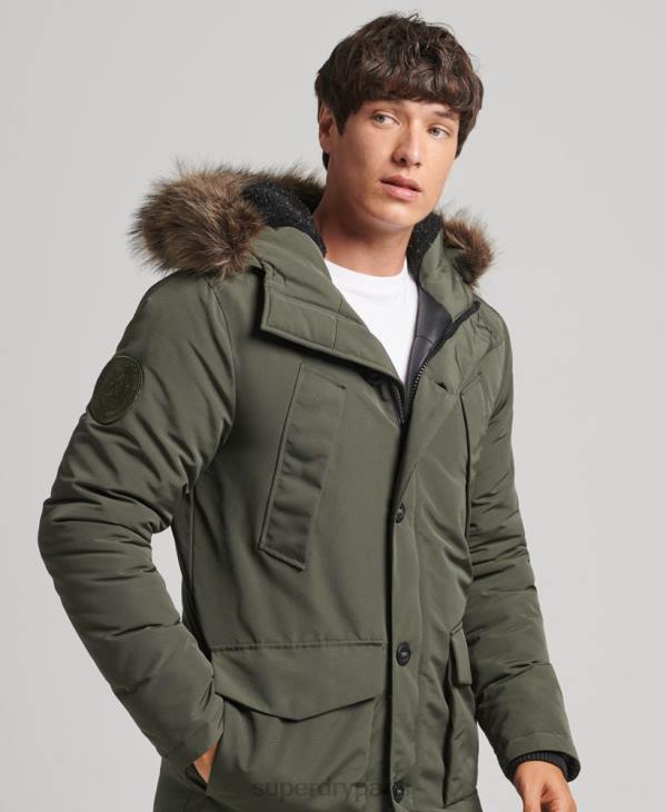 Superdry Hommes parka à capuche en fausse fourrure everest D64Z1006 vêtements vert