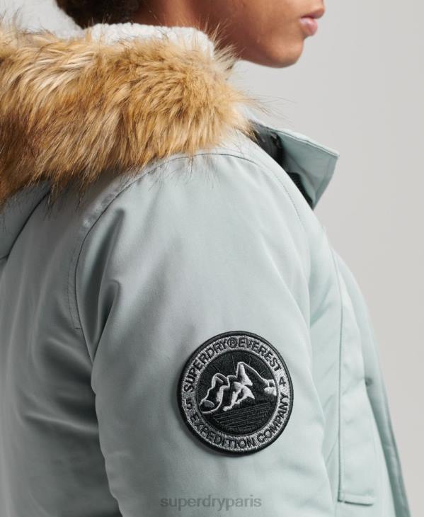 Superdry Hommes parka à capuche en fausse fourrure everest D64Z1007 vêtements bleu clair