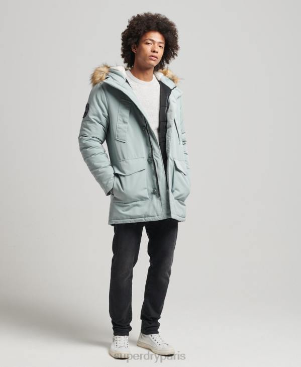 Superdry Hommes parka à capuche en fausse fourrure everest D64Z1007 vêtements bleu clair