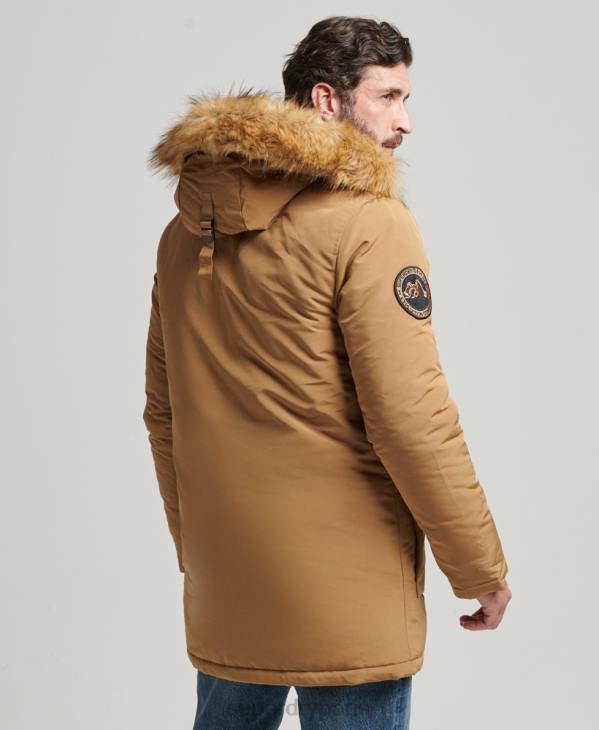 Superdry Hommes parka à capuche en fausse fourrure everest D64Z1008 vêtements brun