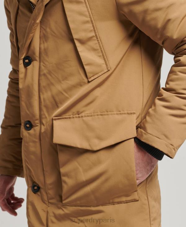 Superdry Hommes parka à capuche en fausse fourrure everest D64Z1008 vêtements brun
