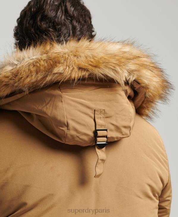 Superdry Hommes parka à capuche en fausse fourrure everest D64Z1008 vêtements brun