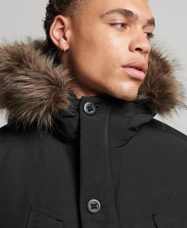 Superdry Hommes parka à capuche en fausse fourrure everest D64Z1086 vêtements gris foncé