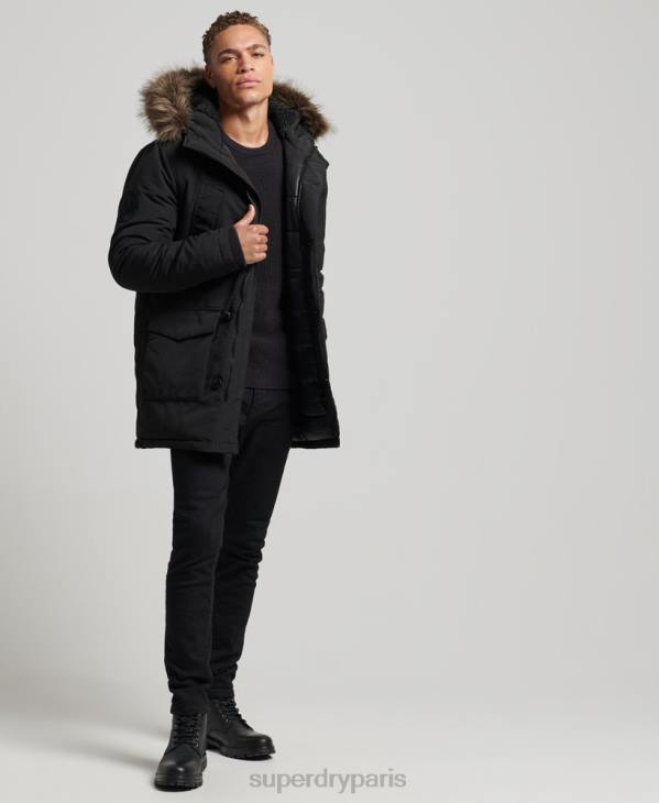 Superdry Hommes parka à capuche en fausse fourrure everest D64Z1086 vêtements gris foncé
