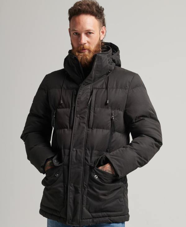 Superdry Hommes parka d'expédition en microfibre D64Z4557 vêtements noir