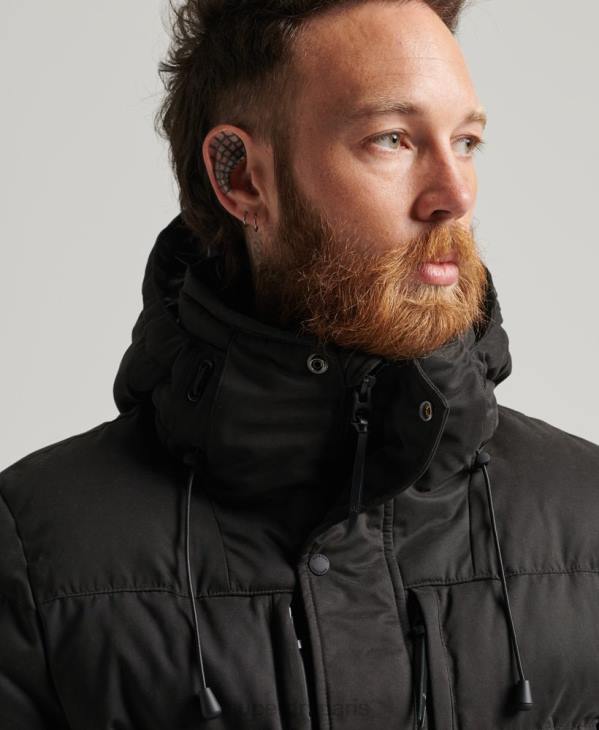 Superdry Hommes parka d'expédition en microfibre D64Z4557 vêtements noir
