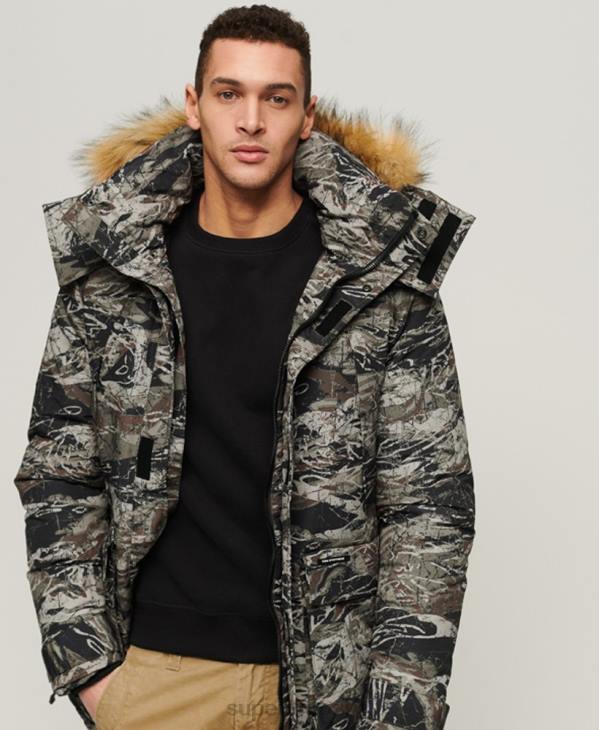 Superdry Hommes parka everest à capuche en fausse fourrure D64Z4547 vêtements vert