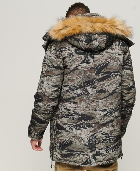 Superdry Hommes parka everest à capuche en fausse fourrure D64Z4547 vêtements vert