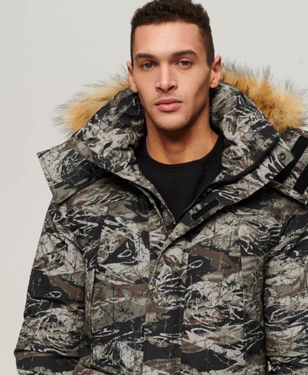 Superdry Hommes parka everest à capuche en fausse fourrure D64Z4547 vêtements vert
