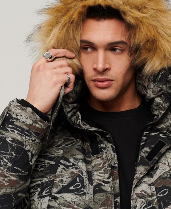 Superdry Hommes parka everest à capuche en fausse fourrure D64Z4547 vêtements vert