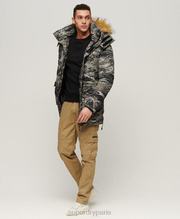 Superdry Hommes parka everest à capuche en fausse fourrure D64Z4547 vêtements vert
