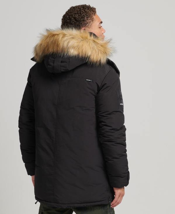 Superdry Hommes parka everest à capuche en fausse fourrure D64Z4613 vêtements noir