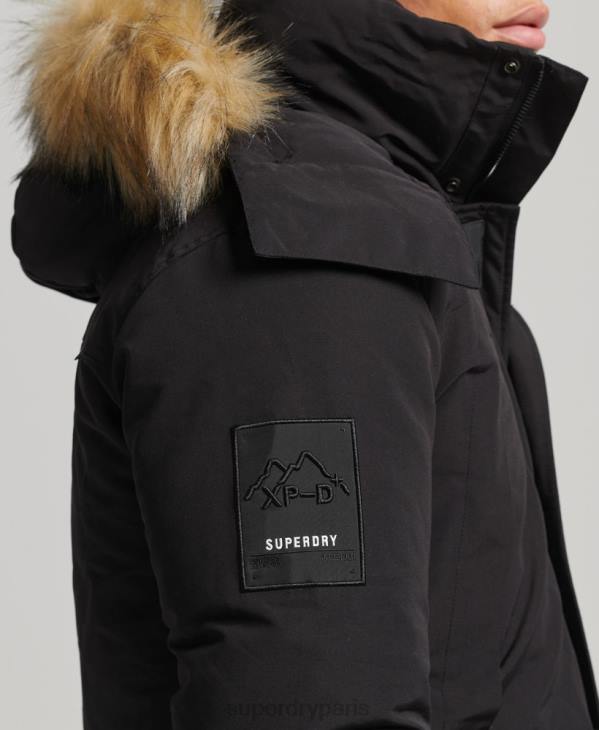 Superdry Hommes parka everest à capuche en fausse fourrure D64Z4613 vêtements noir