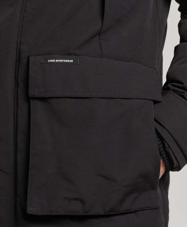 Superdry Hommes parka everest à capuche en fausse fourrure D64Z4613 vêtements noir
