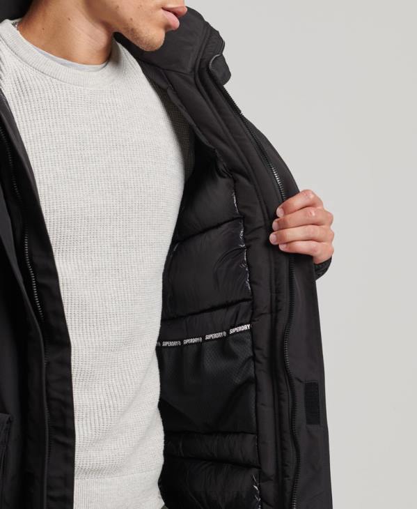 Superdry Hommes parka everest à capuche en fausse fourrure D64Z4613 vêtements noir