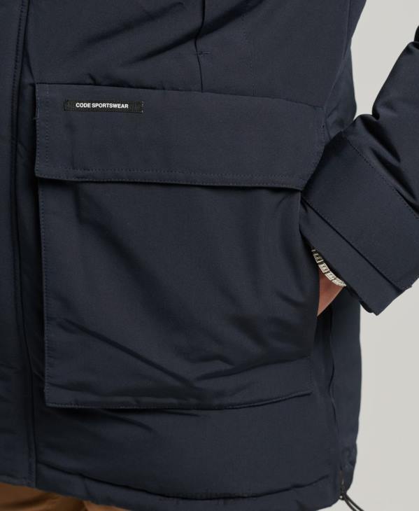 Superdry Hommes parka everest à capuche en fausse fourrure D64Z957 vêtements marine