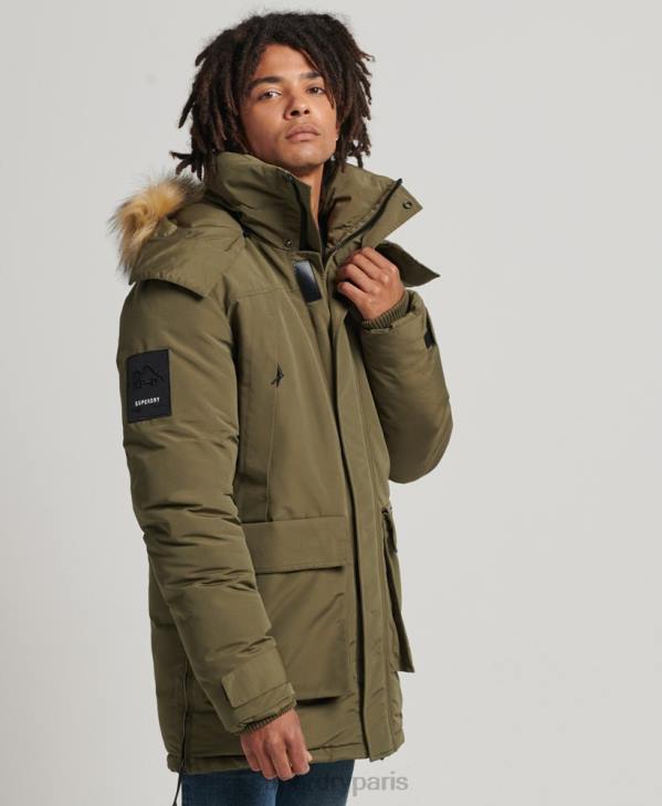 Superdry Hommes parka everest à capuche en fausse fourrure D64Z999 vêtements kaki