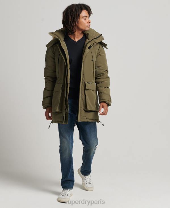 Superdry Hommes parka everest à capuche en fausse fourrure D64Z999 vêtements kaki