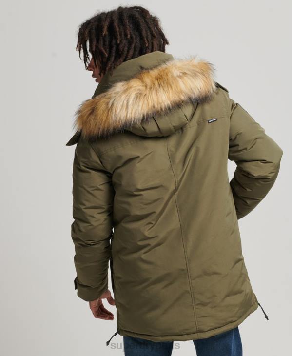 Superdry Hommes parka everest à capuche en fausse fourrure D64Z999 vêtements kaki