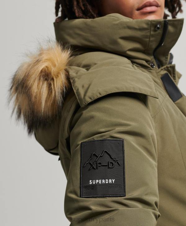 Superdry Hommes parka everest à capuche en fausse fourrure D64Z999 vêtements kaki