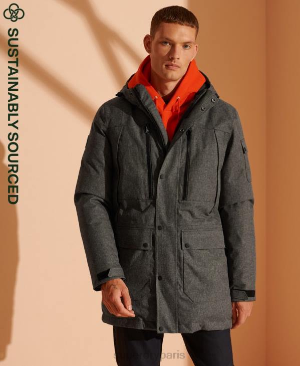 Superdry Hommes parka imperméable en duvet D64Z4681 vêtements gris