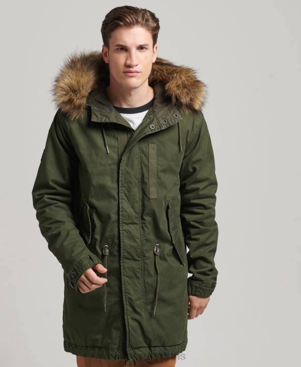 Superdry Hommes parka militaire en fausse fourrure D64Z4457 vêtements vert