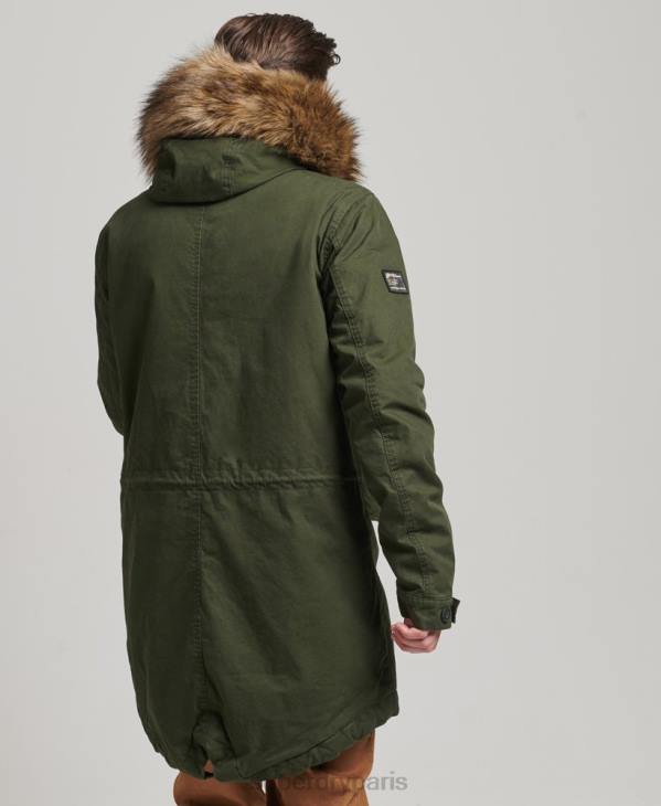 Superdry Hommes parka militaire en fausse fourrure D64Z4457 vêtements vert