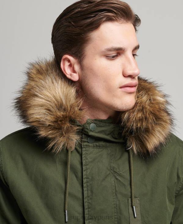 Superdry Hommes parka militaire en fausse fourrure D64Z4457 vêtements vert