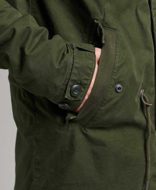 Superdry Hommes parka militaire en fausse fourrure D64Z4457 vêtements vert