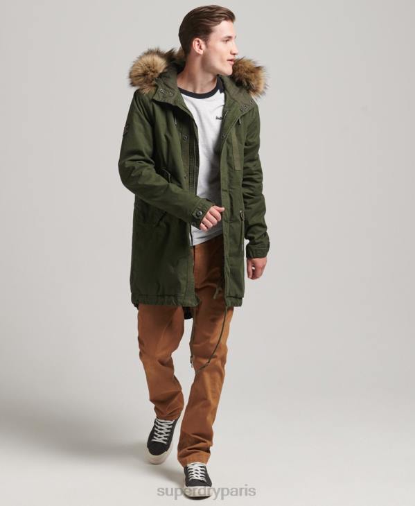 Superdry Hommes parka militaire en fausse fourrure D64Z4457 vêtements vert