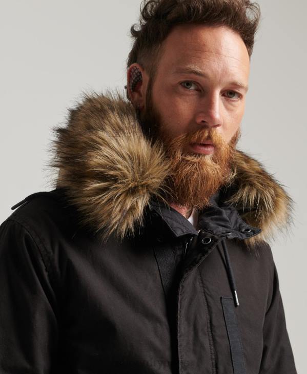 Superdry Hommes parka militaire en fausse fourrure D64Z4490 vêtements gris foncé