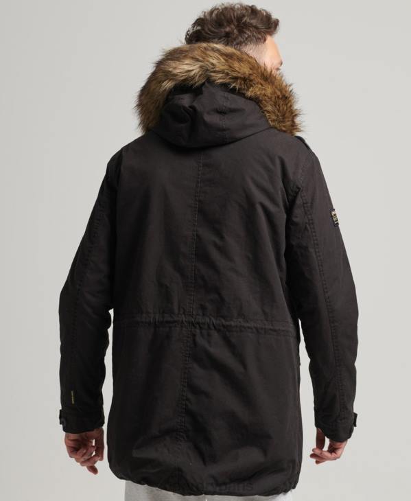 Superdry Hommes parka militaire en fausse fourrure D64Z4490 vêtements gris foncé