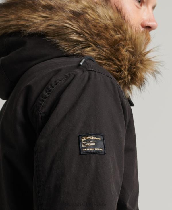 Superdry Hommes parka militaire en fausse fourrure D64Z4490 vêtements gris foncé