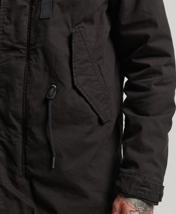 Superdry Hommes parka militaire en fausse fourrure D64Z4490 vêtements gris foncé