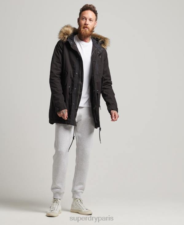 Superdry Hommes parka militaire en fausse fourrure D64Z4490 vêtements gris foncé