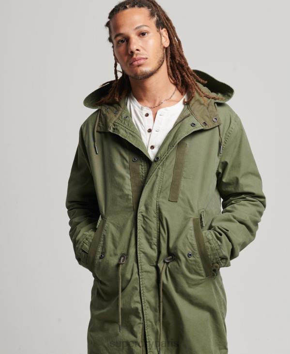 Superdry Hommes parka militaire en queue de poisson D64Z4517 vêtements kaki
