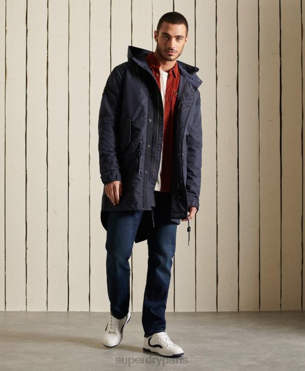 Superdry Hommes parka militaire en queue de poisson D64Z4680 vêtements bleu