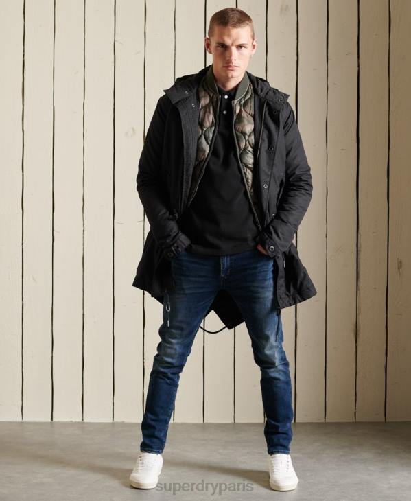 Superdry Hommes parka militaire en queue de poisson D64Z4687 vêtements gris foncé