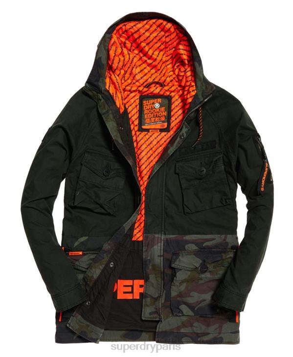 Superdry Hommes parka rehaussée panthère recrue D64Z1199 vêtements vert