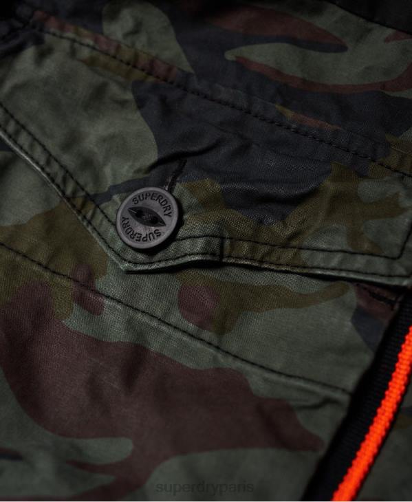Superdry Hommes parka rehaussée panthère recrue D64Z1199 vêtements vert