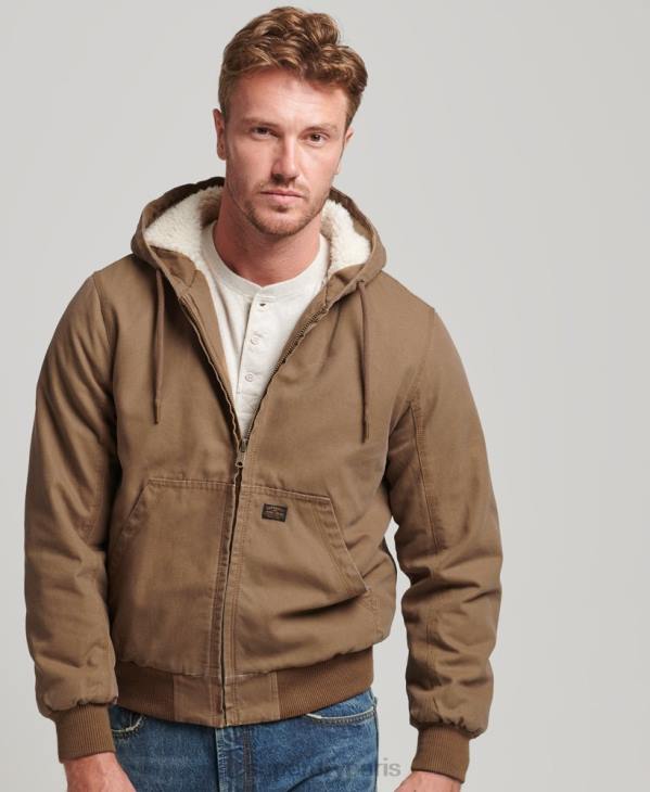 Superdry Hommes veste bomber à capuche D64Z1062 vêtements brun